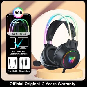 Onikuma X15 PRO Wired Gaming Headset With Mic Noise Cancelling RGB Lighting Cute Ear Gaming Headphones Removable Ear AUX 3.5 + USB port Esports Earphones For PC Laptop 【2 Years Warranty】