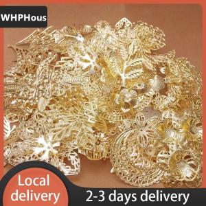[COD] WHPHous Ship within 24 hours 50g lot Mixed Metal Flower Leaves Filigree Wraps Connectors Pendant Beads Caps Charms for DIY Jewelry Making Craft Supplies