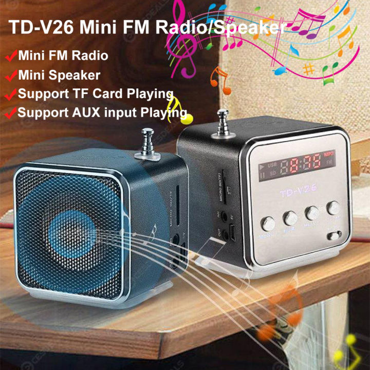 Original TD-V26 Portable Digital Radio FM Mini Speaker FM Receiver with ...