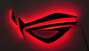 Lampu ROG Timbul Gaming ukuran 40cm Termurah termasuk Adapter dan Packing Kayu Hiasan Pajangan Kamar
