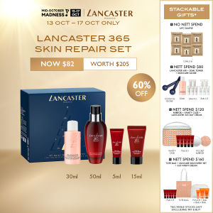 [60% SAVINGS | WORTH $205] Lancaster 365 Skin Repair Set (365 Skin Repair Serum 50ml + Comforting Toner 30ml + 365 Essence 5ml + 365 Day Cream 15ml)