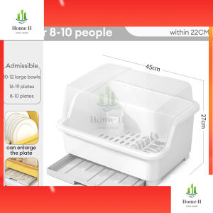 Dish Rack Dishware Storage Box Drain Bowl Rack with Cover Kitchen High-capacity Tableware Storage Organizer