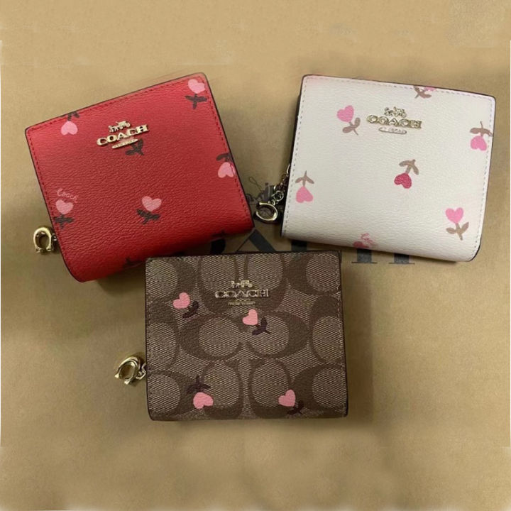 COACH 2867 2862 3309 2868 8734 Ladies New Short Zipper Small Wallet Card Holder Coin Purse C8734 C2867 C2862 C3309 C2868 Wallet Ladies Short Card Holder Leather Tri fold Flip New Envelope Coin Holder ...