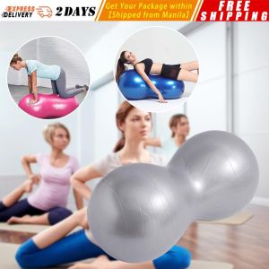 【With Pump】 90CM Peanut Ball with Pilates Ball Thickened Anti Burst Physio Therapy Exercise Ball for Balance Labor Birthing Home & Gym Fintness Large Size Peanut-Ball