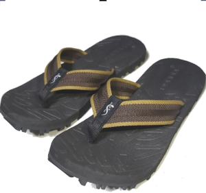 Outdoor slippers SANTH021 yellow x brown strap with black slipsole (Available Sizes  5 6 7 8 9 10 11 12.)