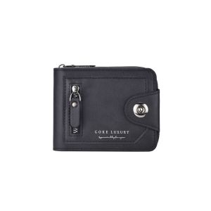 AE New vintage magnetic clasp horizontal wallet for men business zipper coin and card holder multiple card slots large capacity ultra-thin pu