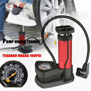 ZCAUTO Pompa Pedal Sepeda Portabel 160PSI Pompa Pedal Sepeda Barometrik  dengan Pengukur Tekanan Tinggi Pedal Ban