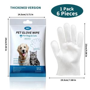 PawPulse【Local Stock】6Pcs Thick Pet Cleaning Gloves Wash-free Gloves Disposable Wet Wipes Travel Home Pet Cleaning Tool