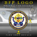bfp LOGO VINYL STICKER  Not laminated FOR CARS AND MOTORS  WATERPROOF AND GLOSSY 5X5/4X4/3X3 FAB SHOP. 