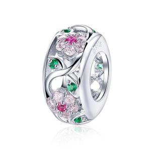 BAMOER Spring Collection 925 Sterling Silver Flower Tree Leaves Dazzling CZ Spacer Beads fit Bracelets & Bangles Jewelry BSC039 Feb