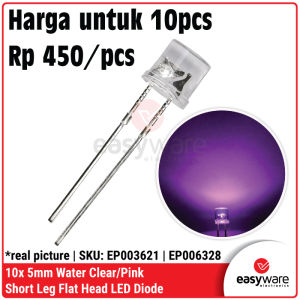 10x LED 5mm Flat Top Warm White Red Blue Green UV Orange Yellow Pink Color LED 5 mm Bening Flat Merah Biru Diffused Clear LED Flat Head