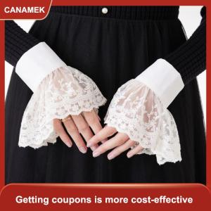 【CANAMEK 】 Lace Cuffs White Detachable Fake Sleeves Wedding Bridal Gowns Sweater Cuff Halloween Costume Cosplay Accessories