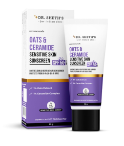 Dr. Sheths Oats & Ceramide Sunscreen | SPF 50+ PA++++ | Oil-Free Sunscreen For Sensitive Skin 50g