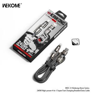 WEKOME 240W 4 trong 1Cáp dữ liệu sạc siêu nhanh  Zinc hợp kim bệnUSB sang Micro Type-C Tương thích với iPhone và Samsung Phụ kiện điện thoại thông minh - WDC-50