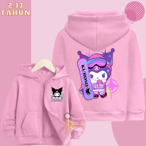 Jaket Hoodie Zipper Anak Perempuan Karakter Sanrio Kuromi Usia 2 3 4 5 6 7 8 9 10 11 12 13 Tahun
