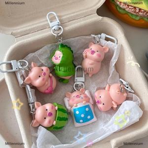 [COD] Millennium Cute Funny Three-dimensional Piggy Keychain Kawaii Pig Animal Shaped Keyring Bag Mobile Phone Pendant Decoration Accessories