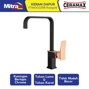Ceramax Kran Wastafel Cuci Piring Dapur FT840022RB Hitam-Emas