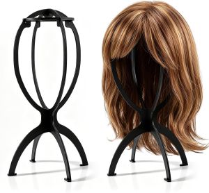 Portable Wig Stand 2 Pack Stable Wig Holder For Travel Salon Home Thick Plastic Widened Base Tool-Free Assembly Hollow Drying Design for Wigs Hats and Masks