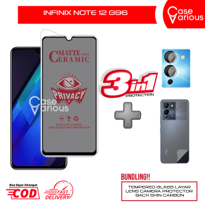 Tempered Glass Infinix Note 12 G96 Anti Gores Spy Matte Privacy Free Camera Lesn dan Skin Carbon