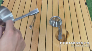 Cắm Trại Ngoài Trời Bộ đồ ăn nhẹ có thể gập lại muỗng Muỗng nấu súp/chao xách tay (304) Muỗng nấu ăn thép không gỉ