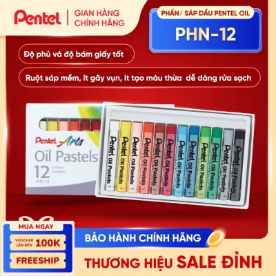 Màu sáp dầu 12 màu Pentel PHN-12 màu chuẩn đẹp độ phủ và độ bám tốt