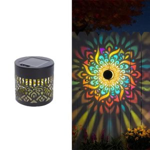 FLORI LED Solar Wall Lamp Waterproof Sunflower Mandala Fence Wall Light Metal Garden Decorative Light Outdoor Night
