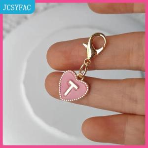 JCSYFAC  Dễ thương Bảng chữ cái 26 chữ cái tim Keychain cho túi Tai nghe quyến rũ mặt dây phụ kiện quà tặng với tôm hùm khóa