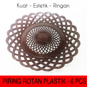 Piring Rotan Plastik Anyam | Piring Undangan Anyam Rotan | Piring Plastik Rotan | Harga per 6 pcs