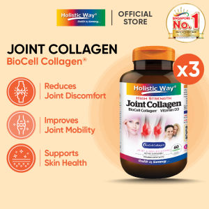 [Bundle of 3] Holistic Way High Strength Joint Collagen with BioCell Collagen® & Vitamin D3 – Supports Joint Mobility & Skin Health | Maintains Healthy Cartilage & Bones | Replenishes Collagen in Joints (60 Capsules per bottle)
