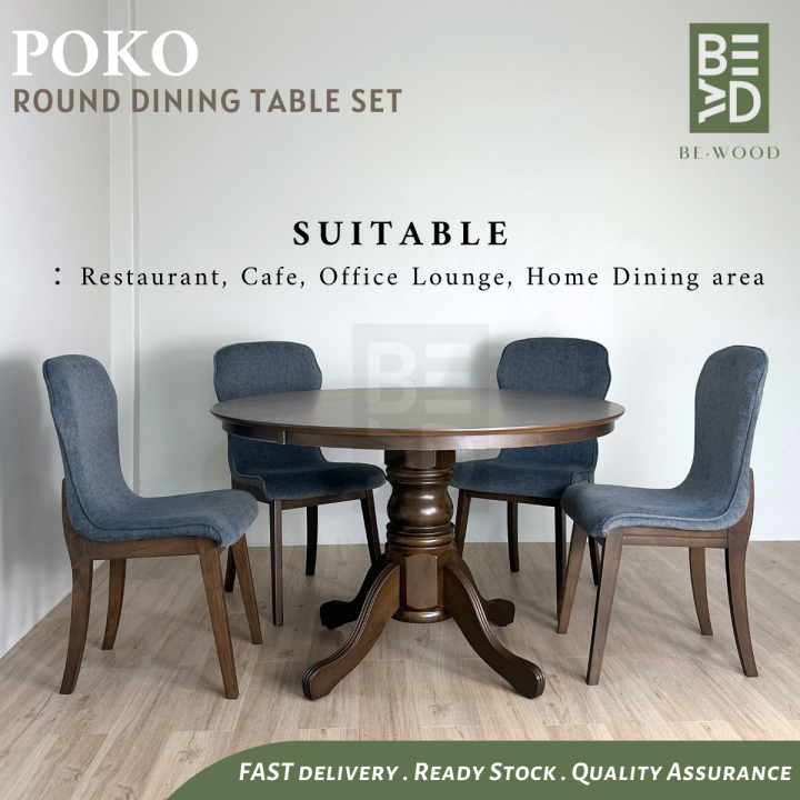 POKO Round Dining Set 1+4 Chairs Square Table Meja Makan Bulat