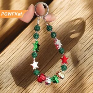 【PCWFKef】 Giáng sinh bầu không khí Keychain Mặt dây chuyền thời trang và đơn giản năm điểm đính cườm điện thoại di động phụ kiện trang trí