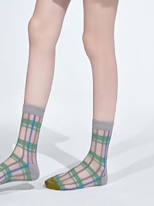 YOLO 3คู่ถุงเท้าผู้หญิงบางสำหรับฤดูร้อนใหม่สไตล์จีนลายทางถุงเท้าระบายอากาศได้ตาข่ายถุงเท้าลูกไม้ของผู้หญิง