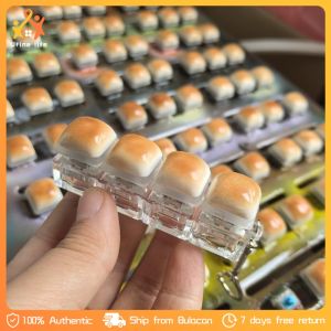 Cute Caramel Bread Keychain Fidget Toy Click Sound Mechanical Switch Keychain Stress Relief Key Chain Bag Charm
