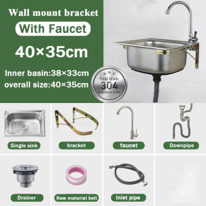 Clearance Sale❗ kitchen sink set stainless steel sink 45×37cm/40×35cm Wall-mounted and easy to install Punch-free 100% rust-free No deformation kitchen sink Outdoor sink [Factory straight out Quality assurance]
