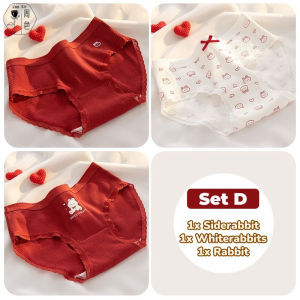Red Soft Cotton Antibacterial Mid-Rise Briefs - Womens 3-Pack Underwear