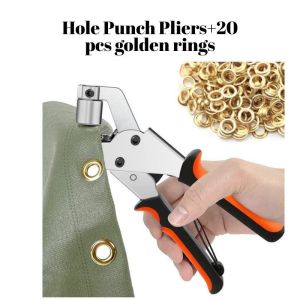Portable Manual Puncher / Grommet Eyelet Plier Kit / EyeletPliers with 100Eyelets for Tarpaulins