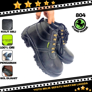 Sepatu Safety Tali Boots Ujung Besi Kulit Asli Safety Shoes Kitchen Sepatu Septi Sefty SNI