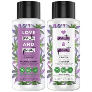 Love Beauty and Planet Shampoo and Conditioner Seed Oil & Nana Leaf Soothe & Nourish - Sulfate-Free Shampoo and Conditioner for Damaged Dry Hair Detangler Scented 13.5 Oz (2 Piece Set)
