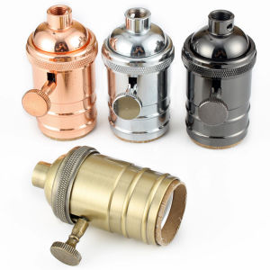 ZEEMIN  Christmas and Halloween giftsGANRILAND E27 Lamp Base Copper DIY Lampholder With Switch Edison Vintage Lighting Screw Socket Antique Brass Lamp Holder Fixture