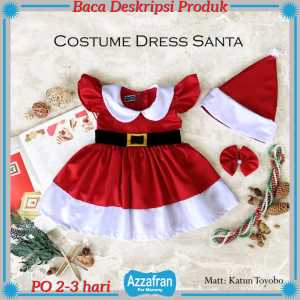 Costume Dress Santa | Baju Natal Anak Perempuan dan Dewasa | Kostum Christmas Azzafran for Mommy