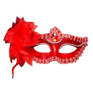 NOONOR Diamond Decorated Venetian Style Half Face Masquerade Fashion Accessory Flower Design Feather Wedding Party