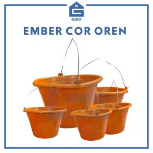 Ember Bangunan Karet Anti Pecah / Ember Cor 14 Inch Warna Orange - 10 Pcs