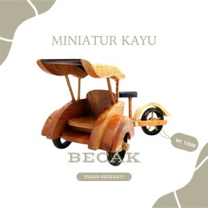 [PROMO] Kerajinan Jogja Miniatur Dari Kayu VW Kodok Ontran Helikopter Becak Vespa