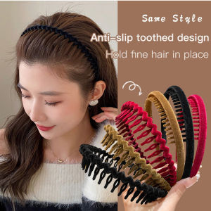 Velvet Headband Anti-slip Flocking Toothed Hair Hoop For Women Girls/Non-slip Simple Design/Comfortable Wear/Everyday Use