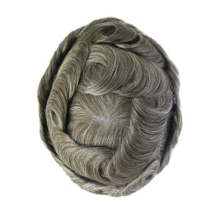 PU Replacement Systems Thin Skin 0.08-0.10mm 1/8" V Loop Front Men Toupee Breathable Handmade Natural Indian Human Hair
