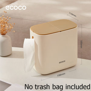Ecoco Tissue Box Holder Desktop Dustbin with Lid Tissue Dispenser 1.5L Trash Bin 2-in-1 for Living Room Bedroom Office
