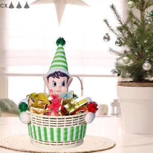 CX🎄💓💥 Màu đỏ và màu xanh lá cây giáng sinh ELF kẹo jar trang trí nhà Giáng sinh trang trí Giáng sinh ELF kẹo giỏ Snack hộp