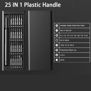 Screwdriver Set 24 in 1 Aluminum Handle Precision Magnetic Bits for Phone Laptop Watch Repair Obeng HP