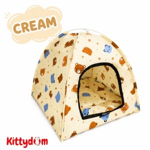 KITTYDOM Tenda Kucing Jumbo Lipat Portable 45cm Pet House Fullset Alas Bantal Kasur Rumah Kucing Cat House Tempat Tidur Kucing Anjing Puppy Kitten Anabul Kelinci Sugar Glider Pet Bed Indoor Motif Lucu