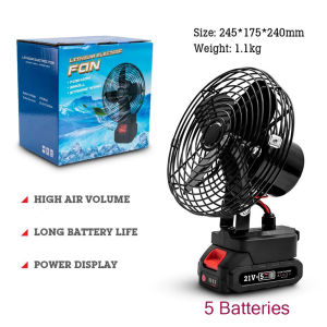 Wireless Lithium Battery Fan Rechargeable - Silent Portable Dual-use Household Outdoor Street Stall Camping Ultra-Long Life 10 Batteries Pack